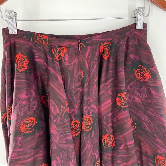 NEW Opening Ceremony Lizzy Rose Print Satin Skater Flowy Mini Skirt Size 6 - Picture 8 of 16